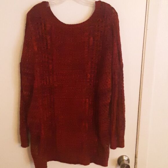 Express Chunky Knit Red Sweater Top Size Medium - Picture 7 of 8